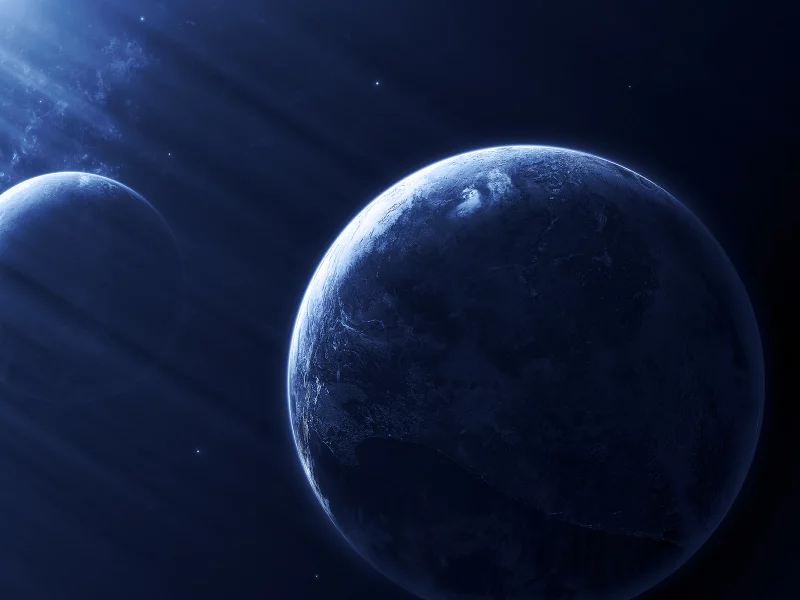 light effect, blue, dark, planets, sci fi