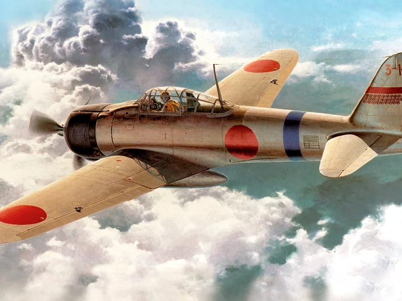 mitsubishi a6m2 reisen, палубный истребитель, арт, японский
