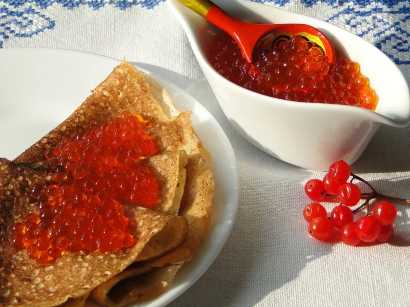 еда, блины, красная икра, фон, обои, блинчики