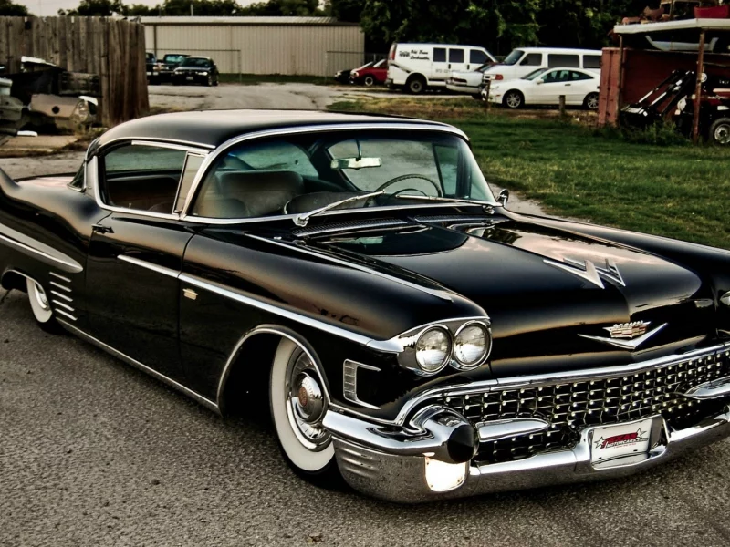 cadillac, black, de ville, кадиллак, retro car, купе, черный, coupe