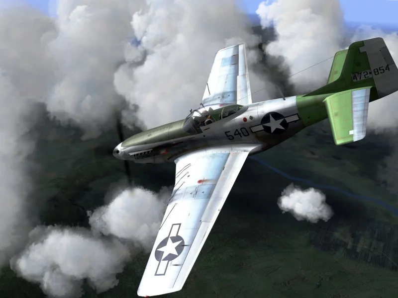 одноместный, p-51 mustang, арт, американский, north american, небо