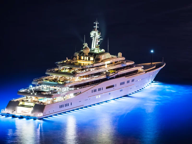 superyacht, ACE, yacht, mega yacht, yachts, night, супер яхта, мега, яхта, вечер, море, ночь, огни