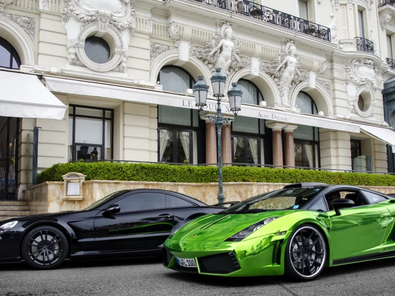 авто, Mercedes, SL65, AMG, Black Series, Lamborghini, Gallardo, FL Exclusive, Green Crome, Monte-Carlo, Monaco