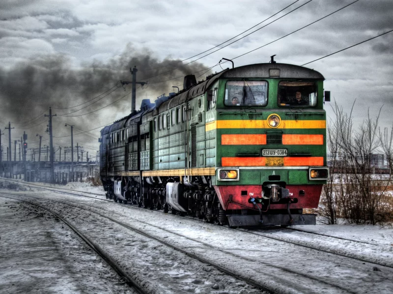 тепловоз, ржд, железная дорога, зима