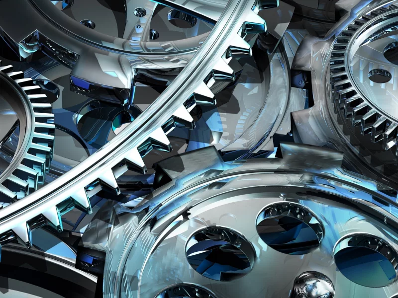 technology, mechanism, rendering, reflection, background, circles, battlement