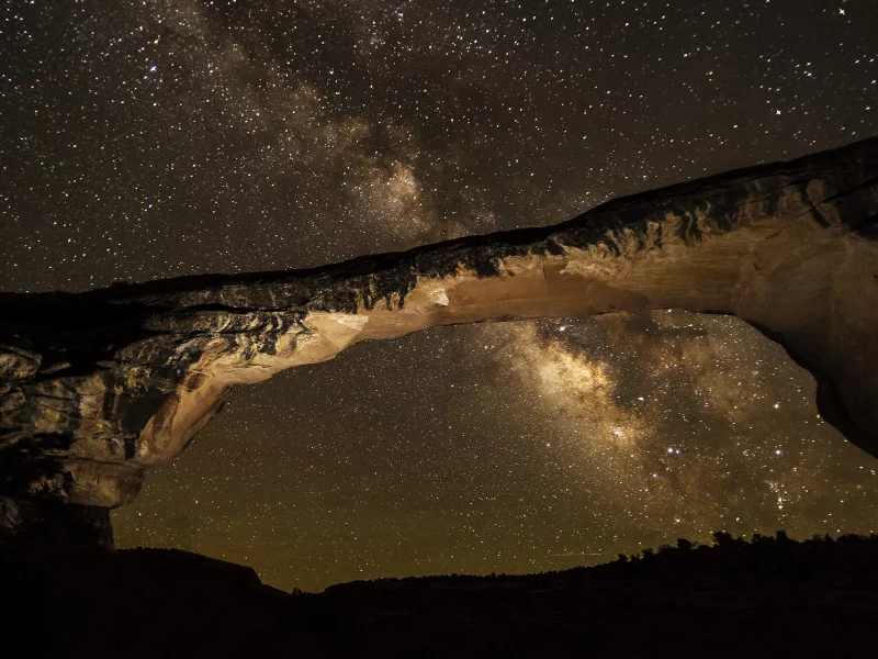 звезды, milky way, галактика, млечный путь, ночь, скала, арка