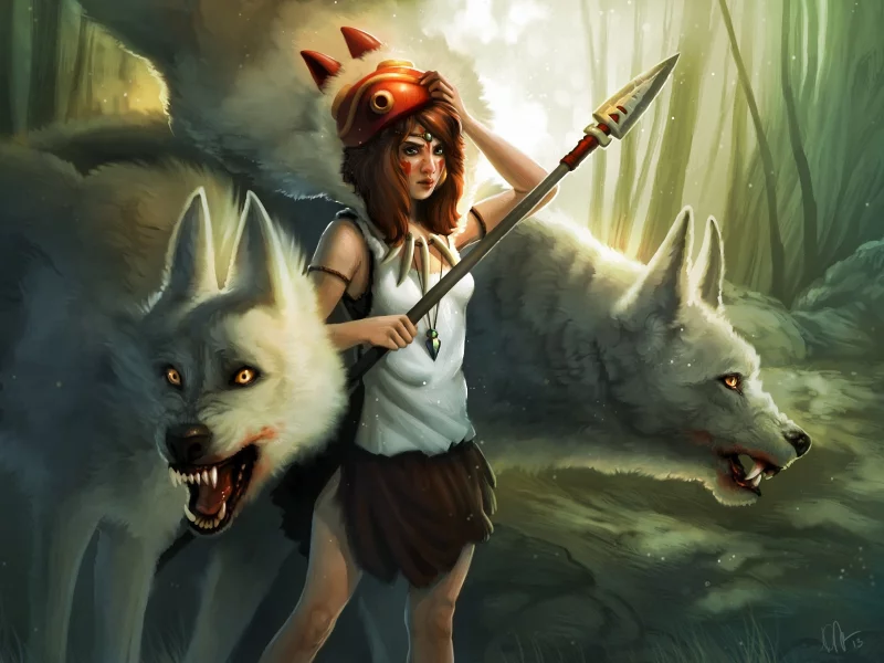 девушка, princess mononoke, kelly perry, арт, принцесса мононоке