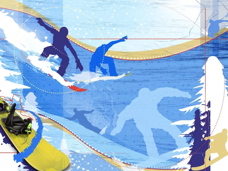 сноуборд, доска, абстракция, зима, snowboard, снег, ель