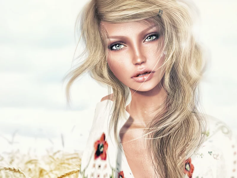 look, blonde, model, blue eyes