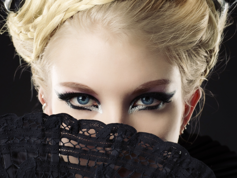 eyes, model, makeup, hand fan, fashion, blonde