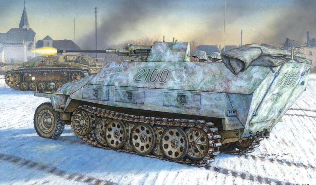 sd kfz 251 17 ausf d, самоходная зенитная установка, flak 38