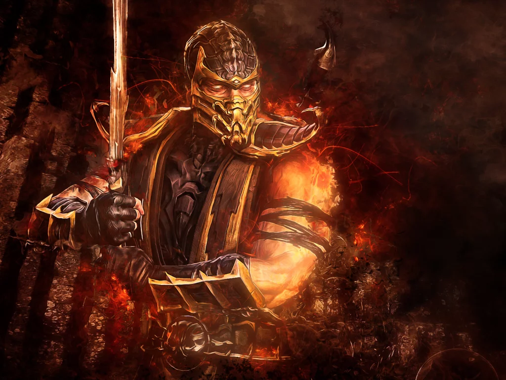 scorpion, видеоигра, меч, скорпион, mortal kombat, абстракции