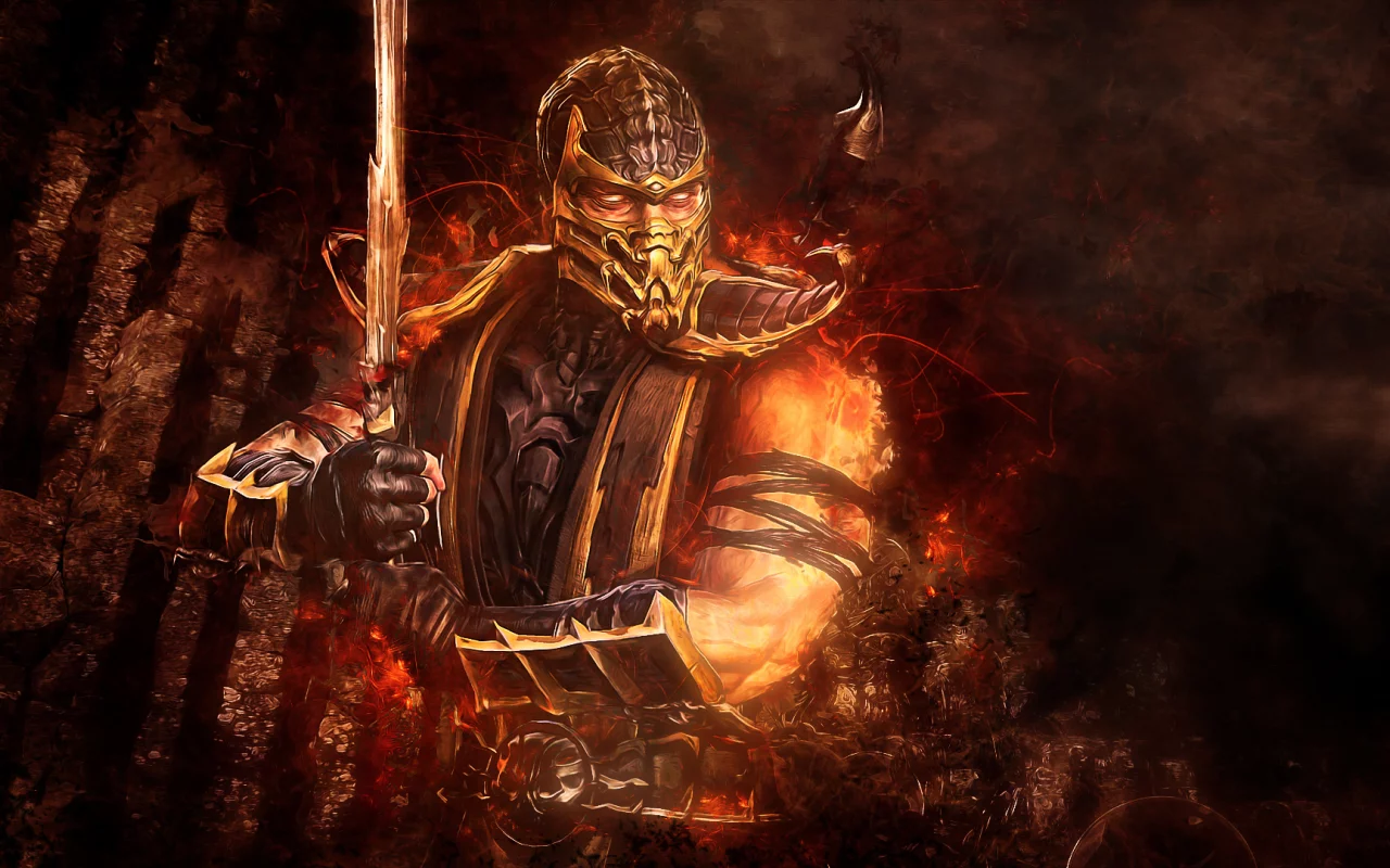 scorpion, видеоигра, меч, скорпион, mortal kombat, абстракции