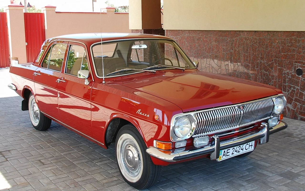 Авто, ретро, ГАЗ24 Волга, красный.