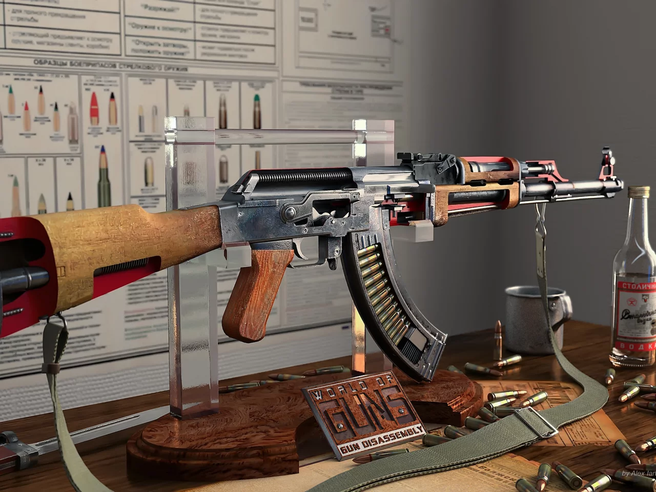 kalashnikov cutaway, ak 47, патроны, автомат, разрез, alexander iartsev