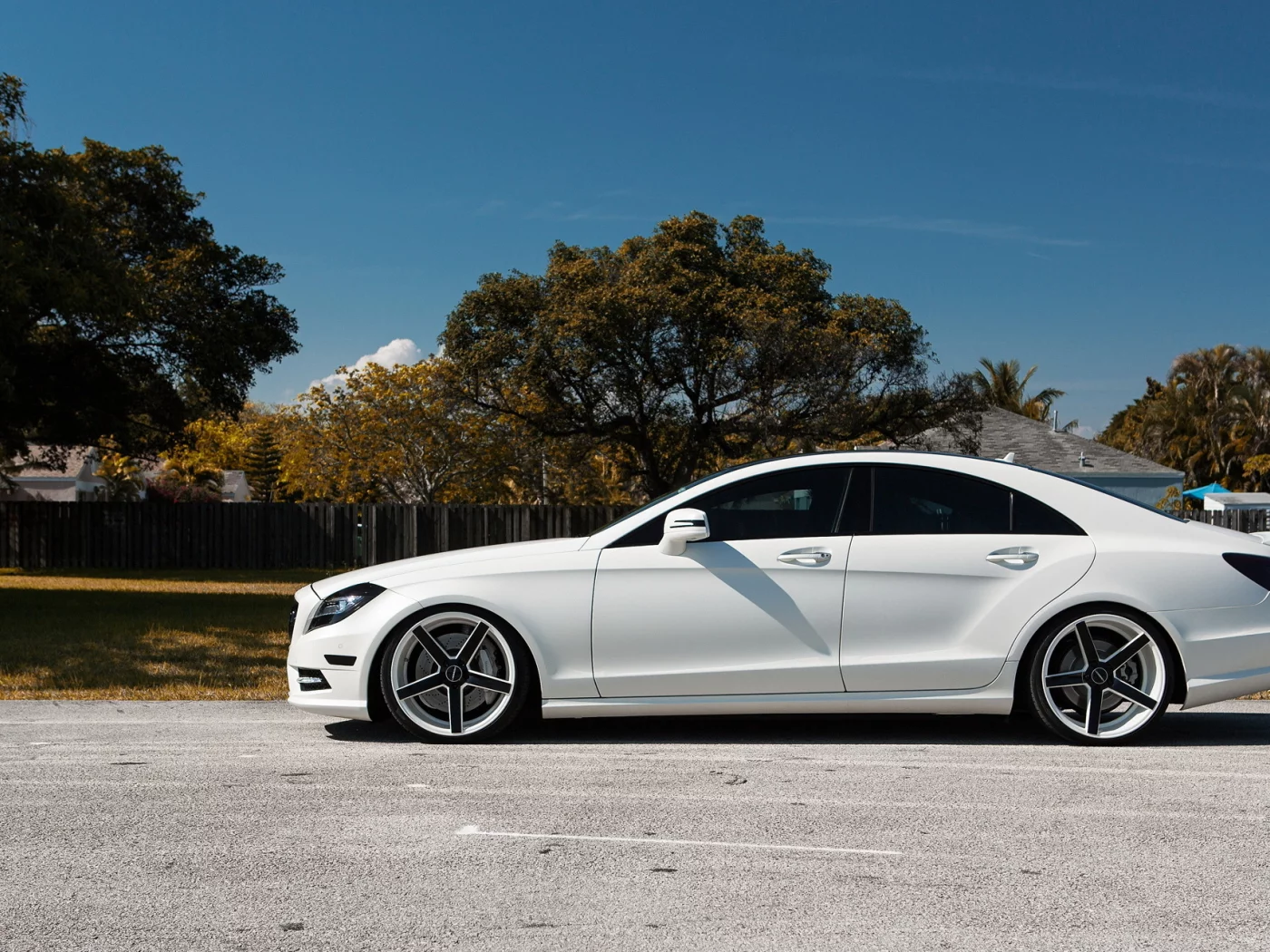 cls 550, tuning, matte, вид сбоку, white, mercedes