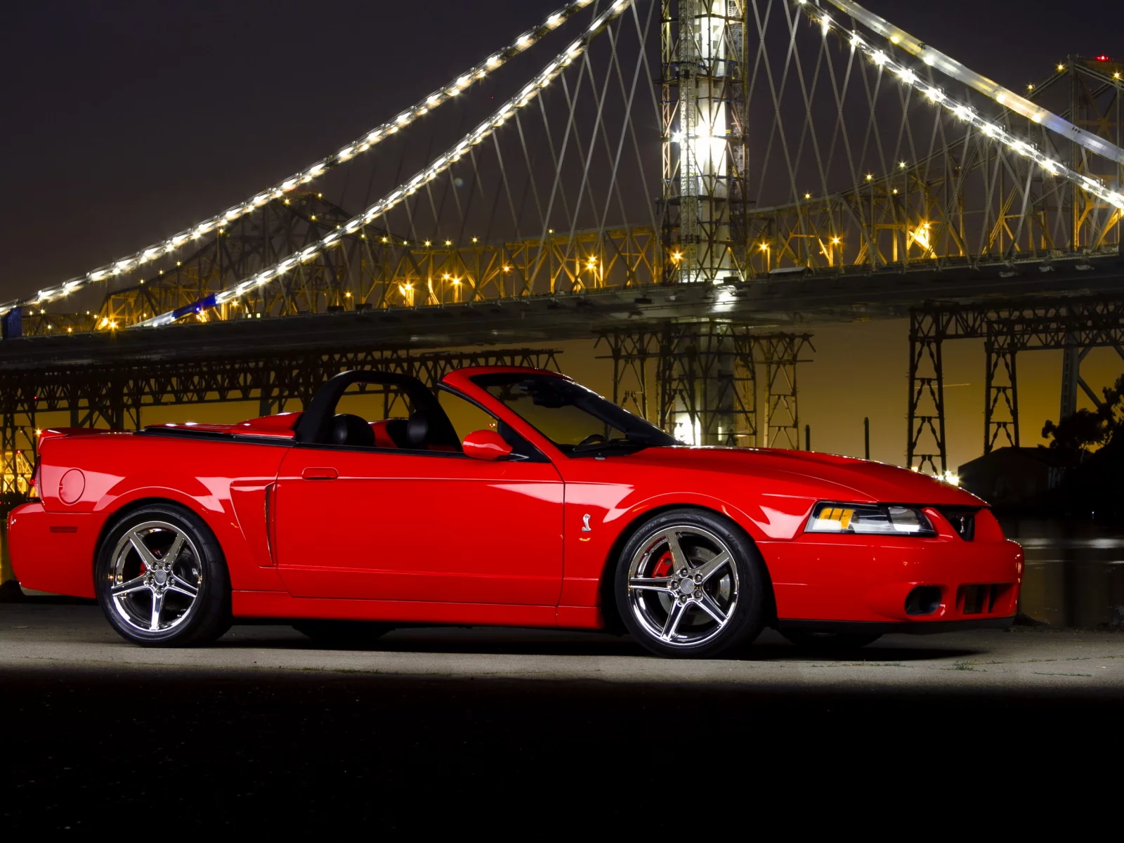cobra, форд мустанг, мост, ночь, ford mustang