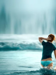волна, попа, вода, серфер