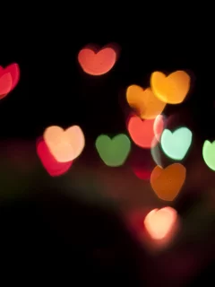 bokeh, обои, боке, цветные, фон, сердечки, макро, macro