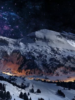 природа, горы, снег, деревья