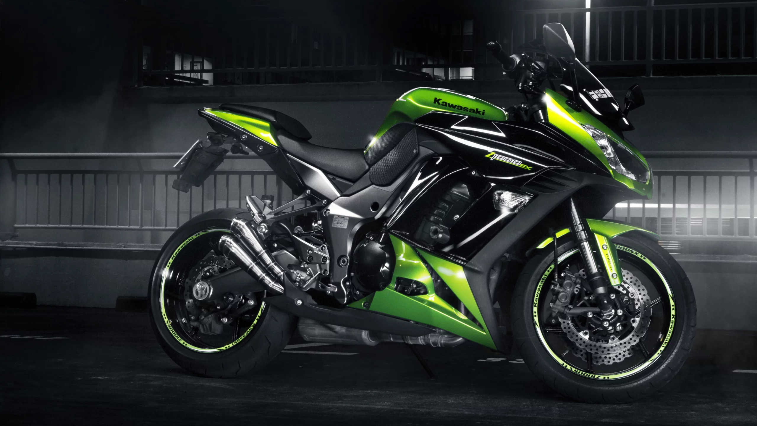 z 1000 sx, green, profile, спортивный мотоцикл, kawasaki