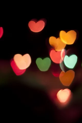 bokeh, обои, боке, цветные, фон, сердечки, макро, macro