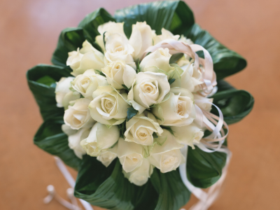 свадебный, белые, цветы, букет, розы