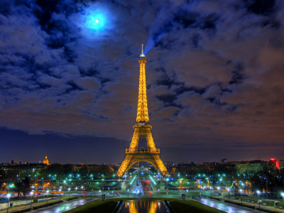 город, ночь, Франция, Эйфелева башня