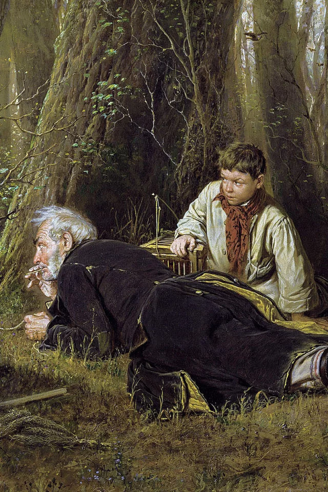 Картина, холст, масло, Перов.В.Г., птицелов.
