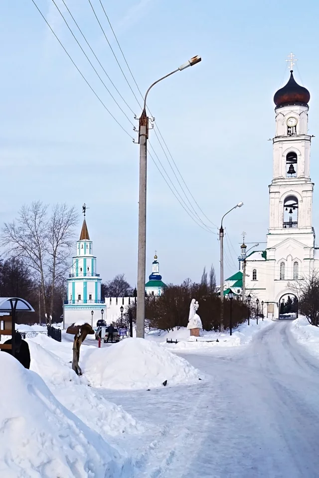 монастырь, раиф, зима, снег, улица, колокольня