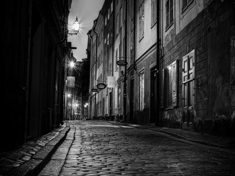 швеция, sverige, дорога, улица, город, ночь, sweden, брусчатка