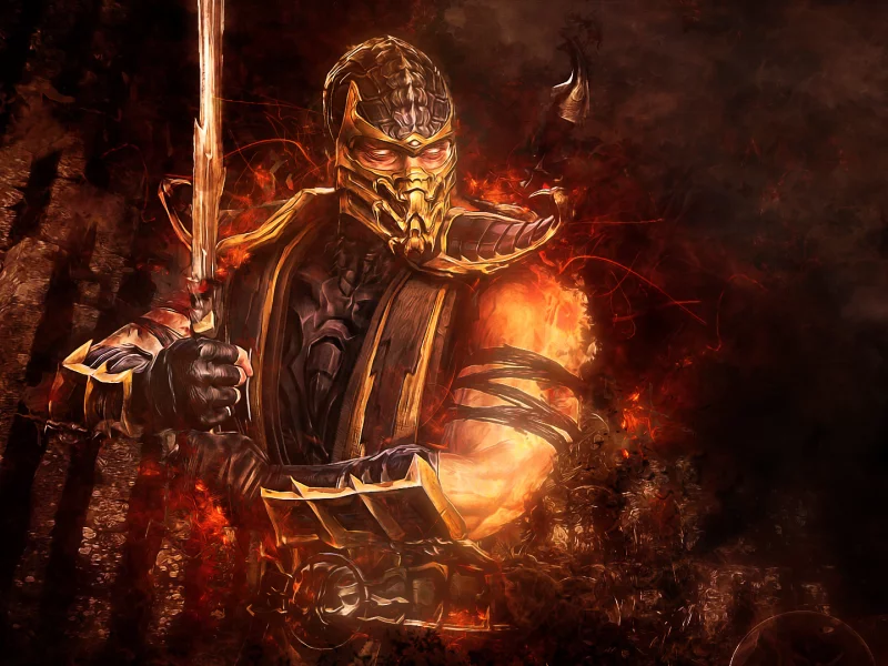 scorpion, видеоигра, меч, скорпион, mortal kombat, абстракции
