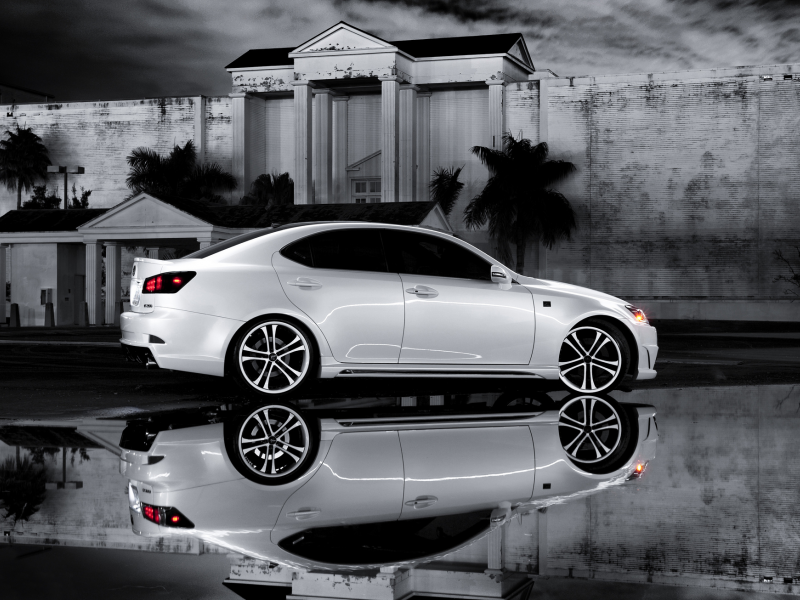 Lexus, IS 350, F Sport, лексус, отражение, белый, чб фото