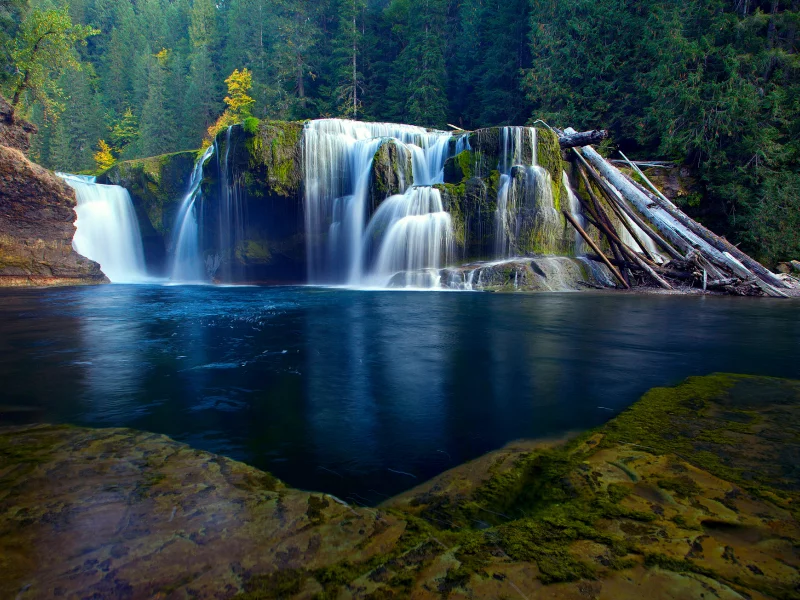 водопад, природа, река, лес