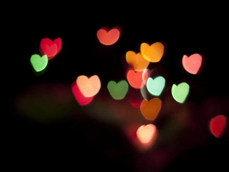 bokeh, обои, боке, цветные, фон, сердечки, макро, macro
