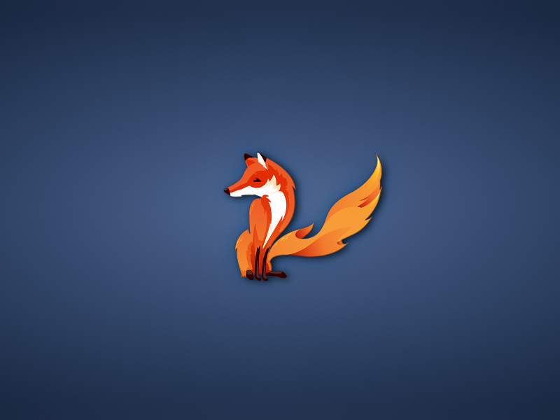 лиса, fox, минимализм, firefox, синий фон