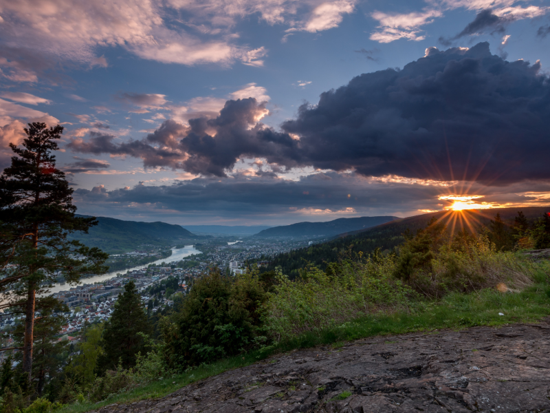 drammen, деревья, норвегия, облака, горы, norway, драммен