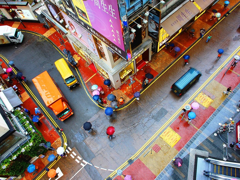 гонконг, улица, взгляд с крыши