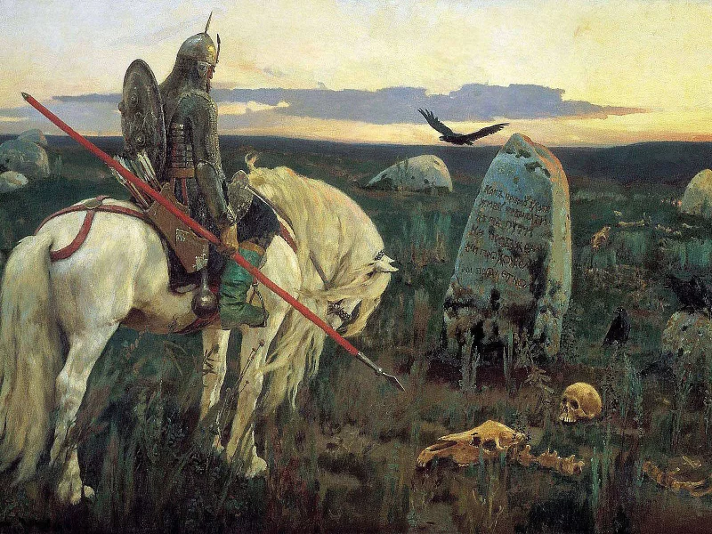 Картина, холст, масло, Васнецов, Витязь на распутье