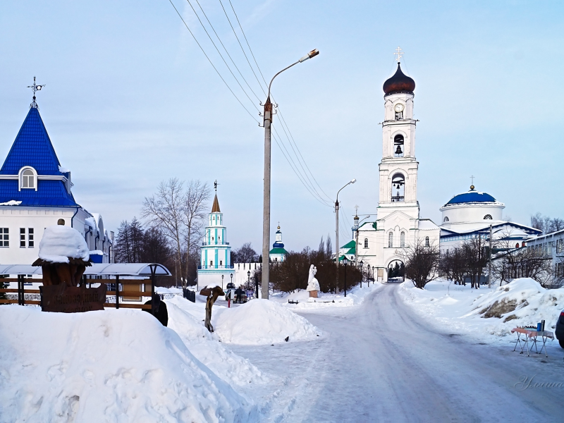 монастырь, раиф, зима, снег, улица, колокольня