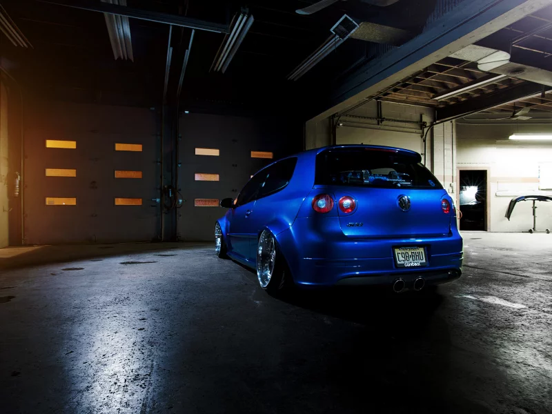 синий, volkswagen, gti, golf, тюнинг, диски, гольф, задок
