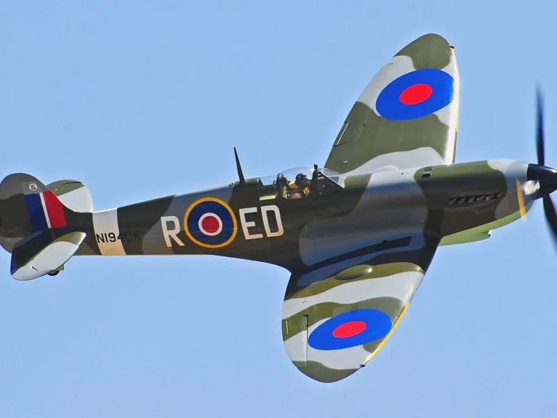 полет, spitfire, самолет, пропеллер, supermarine, небо