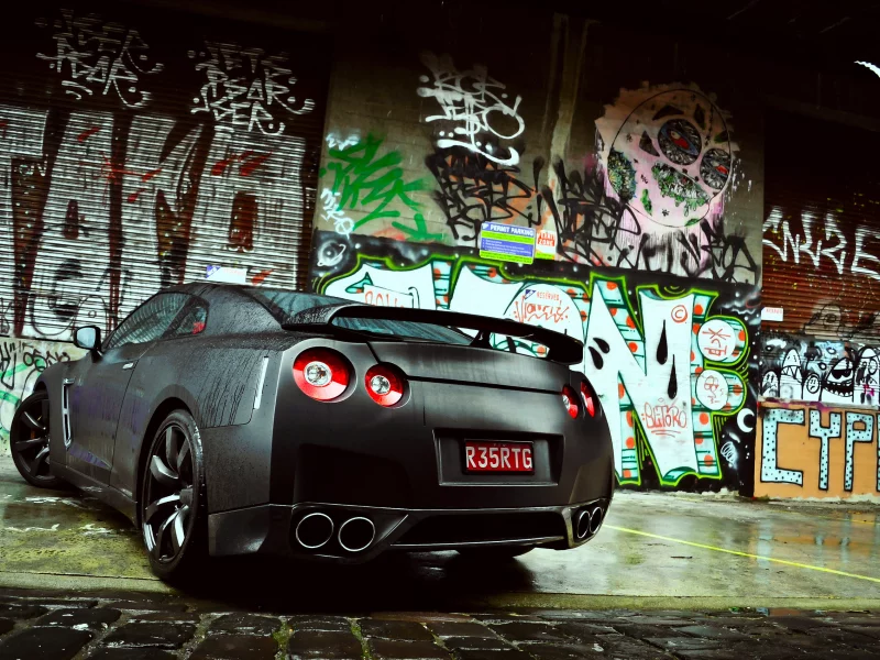 nissan, gtr, стена