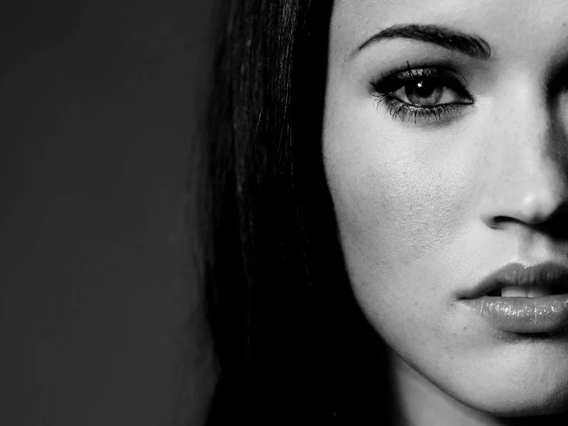 чёрно-белое, megan fox, крупный план, меган фокс