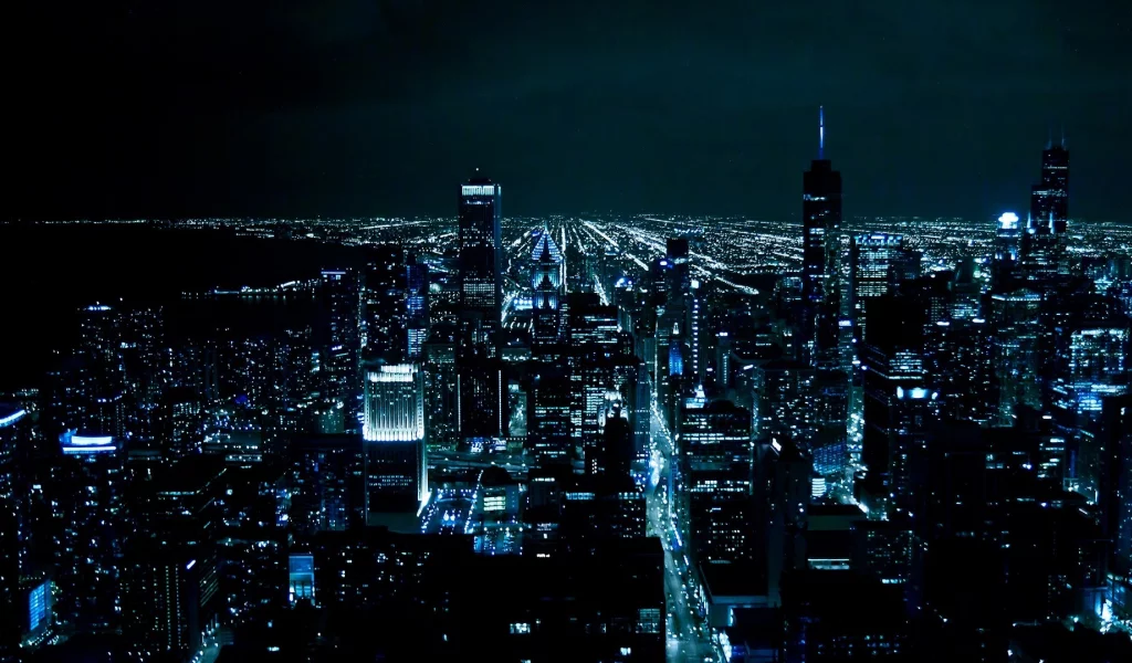огни, мегаполис, chicago, город, ночь