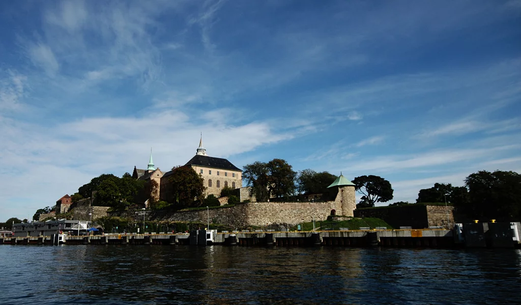 Акерсхус, Осло, Норвегия, замок, крепость, небо, море, Akershus, Akershus Castle