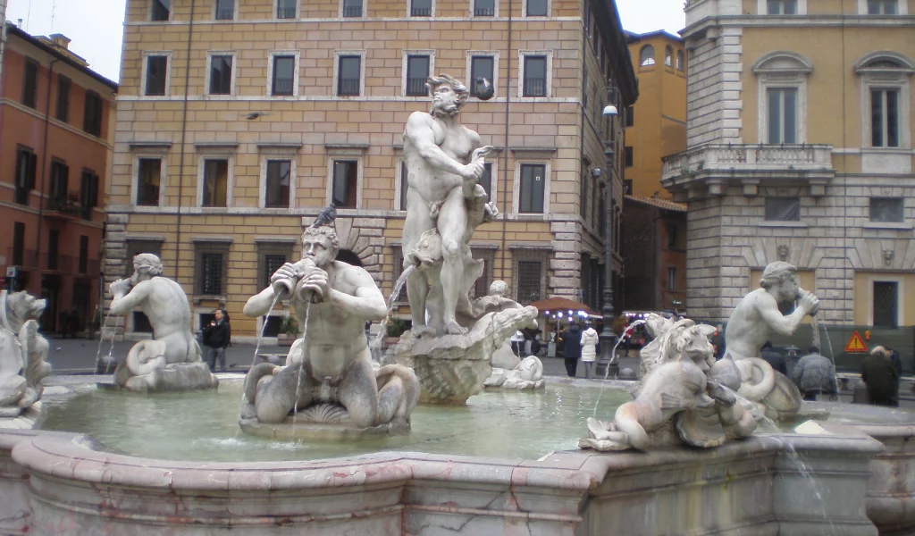 Рим, Италия, Лацио, город, площадь, фонтан, пруд, вода, статуи, Italia, Roma, Lazio