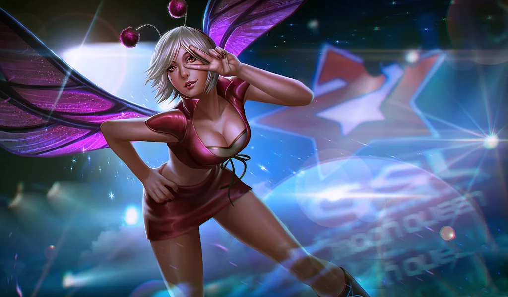 Девушка, грудь, ножки, свет, неон, игра, Heroes of Newerth