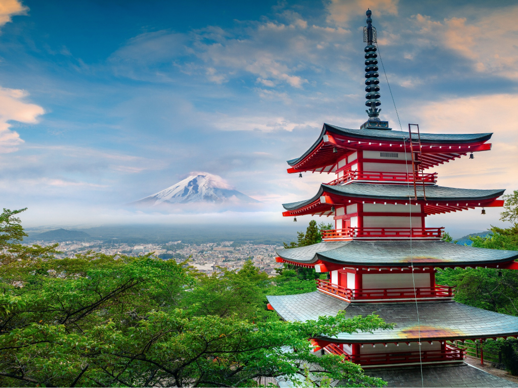 Япония, стратовулкан, гора, Фудзияма, лето, Июнь, пагода, дом, архитектура