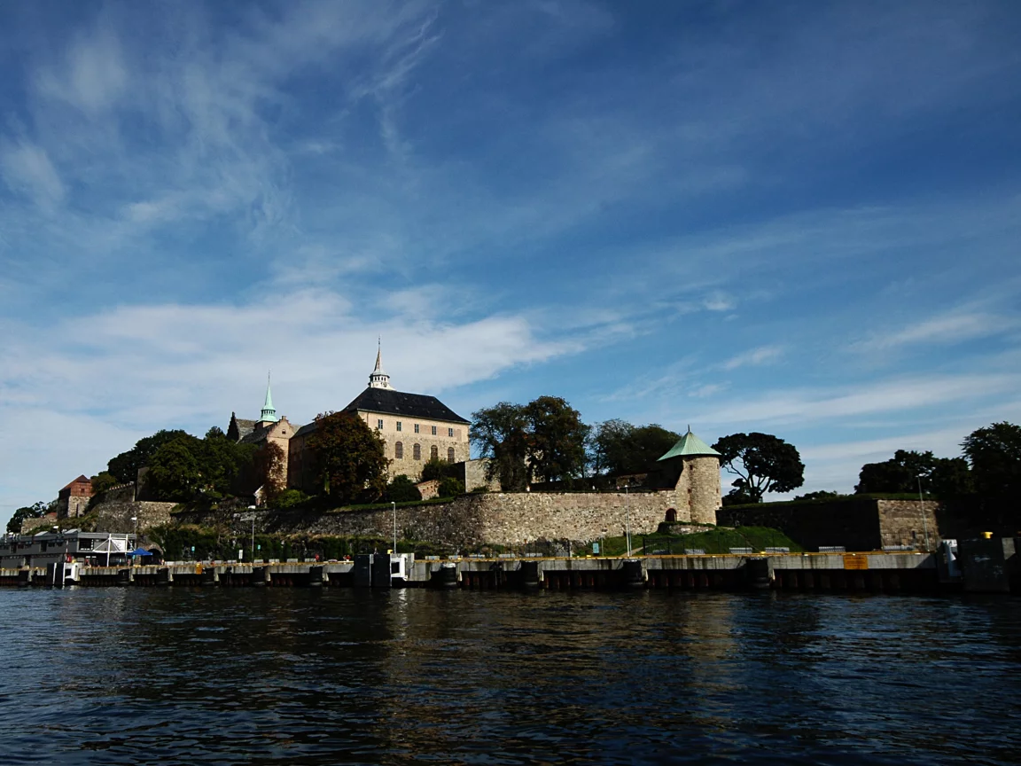 Акерсхус, Осло, Норвегия, замок, крепость, небо, море, Akershus, Akershus Castle